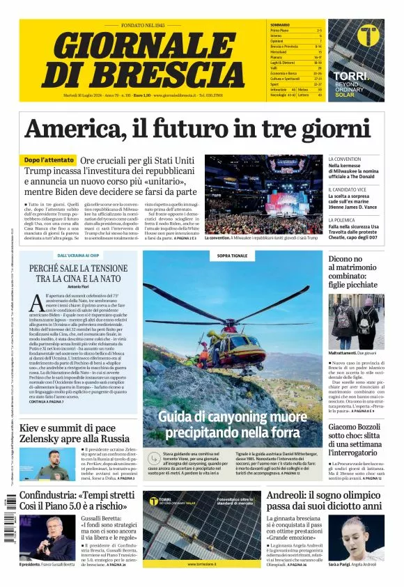 Prima-pagina-giornale di brescia-oggi-edizione-del-2024-07-16